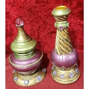 Lot 2: Bookend Boho Purple Bead and Matching Candlestick Holder TMS 2002